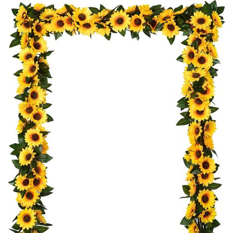 3 Guirlande, tournesol artificiel, soie, plastique, 2,25m, décoration mariage, intérieur (1/5)