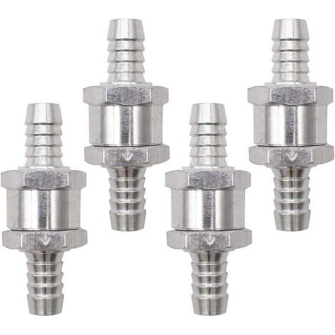 Clapet Anti-Retour, 4 Pièces Argent Anti-Retour Valve avec Flèche Non Retour Clapet en Alliage pour Carburateur Low Systèmes de carburant Sous Pression Voiture (10mm) (1/4)