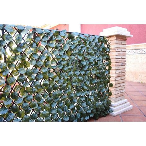 Haie artificielle extensible 1 x 2 mètres – Treillis en bois de saule naturel – Feuilles de lierre – Protection UV durable