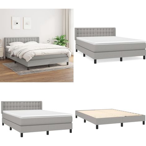 Boxspringbett mit Matratze Hellgrau 140x200 cm Stoff - Boxspringbett - Doppelbett - Bettenrahmen - Lattenrost - Matratze - Home & Living