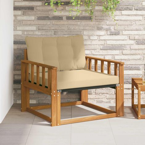 Outdoor-Sofagarnitur Massives Akazienholz und Textilene Natur