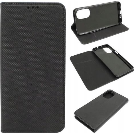 CUSTODIA PER MOTOROLA MOTO G52, COVER A LIBRO NERA CON MAGNETE INTELLIGENTE E VETRO (1/5)