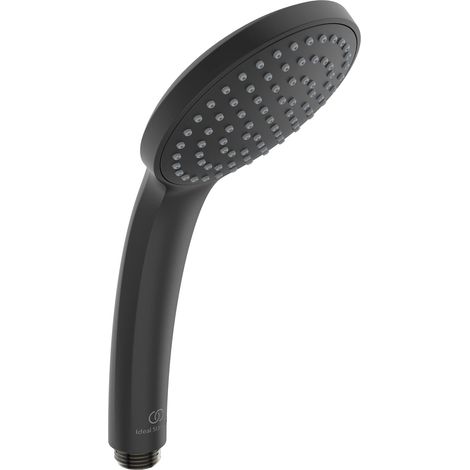 Ideal Standard - Idealrain, Doccetta tonda 1 funzione con riduttore di portata a 8 l/min, Telefono doccia da 10cm con funzionamento a partire da 0.1 bar, Nero Seta (1/5)