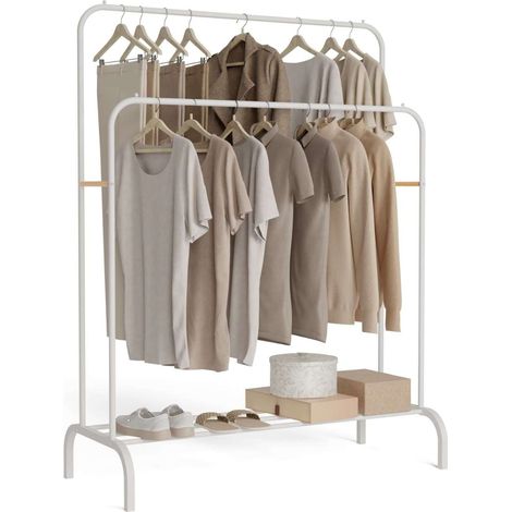 Newlux Perchero Burro Blanco Hangy Duo 30 Hasta 30kg con Zapatero, Resistente, Doble Altura