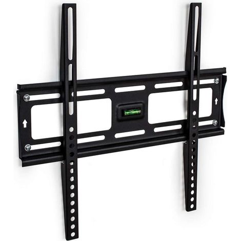 Tectake – Support mural TV fixe 23'-75' – Capacité 100 kg – Ultra-plat 2,3 cm – Compatible VESA 50x50 à 400x400 mm – Acier noir (1/4)