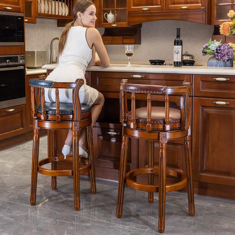sedia seduta 360 girevole pelle blu legno HAVRYA (1/5)