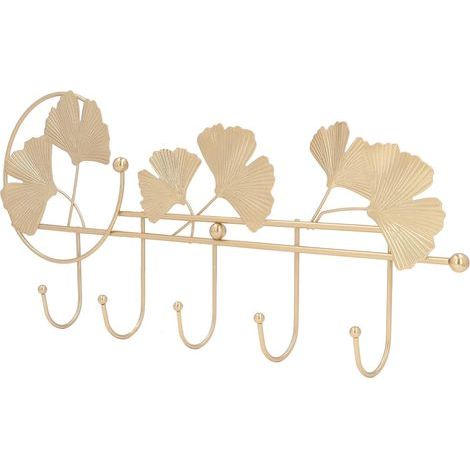 Perchero AIDUCHO, de metal resistente, de amplia aplicación, con diseño de hoja de ginkgo, perchero de pared para llaves. (1/4)