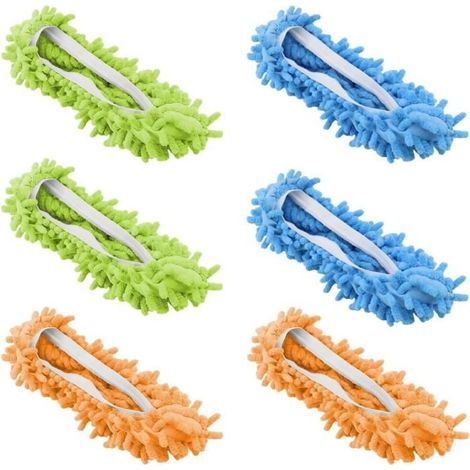 Chaussons Mop en microfibre lavables et réutilisables pour nettoyage du sol et ménage - Bleu - 29cm x 7cm