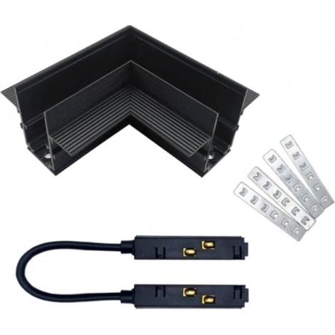 Connecteur Angle 90° pour Rail Magnétique Encastré Noir + Connecteur Souple - SILAMP (1/4)