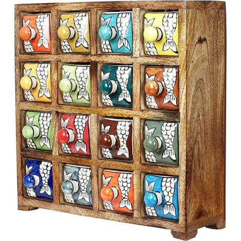 Signes Grimalt Spice Rack 16 Tiroirs Boîtes et Coffrets à Bijoux Marron Rectangulaire 30x30x11cm