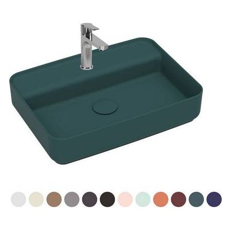LAVABO D'APPOGGIO RETTANGOLARE CON FORO RUBINETTO INFINITY Misura: Blu Opaco  L. 55 cm