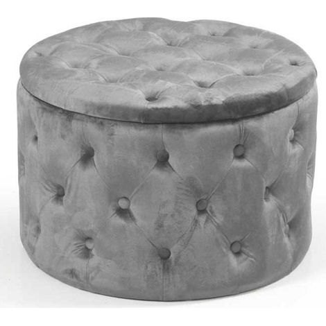 Pouf contenitore velluto grigio arredo scatola cm 60 (1/2)