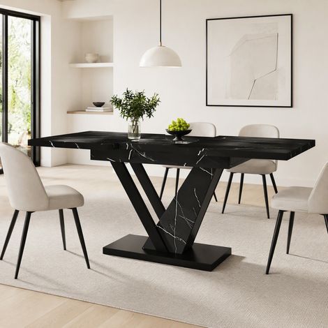 tavolo pranzo allungabile 120-160 cm marmo nero moderno HAVRYA (1/5)