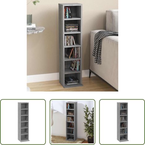 vidaXL Étagère CD - Armoire à CD Sonoma gris 21x20x88 cm Bois d'ingénierie (1/5)