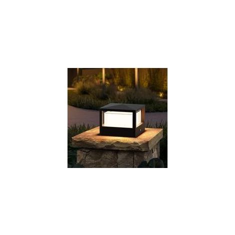 Borne Éclairage Extérieur, 15W LED Lampe de Jardin Exterieur Ip65 Lampadaire Exterieur en Aluminium, Blanc Chaud, Borne Lumineuse Exterieure, Pour Chemins Terrasse, Noir [Classe énergétique E] (1/5)