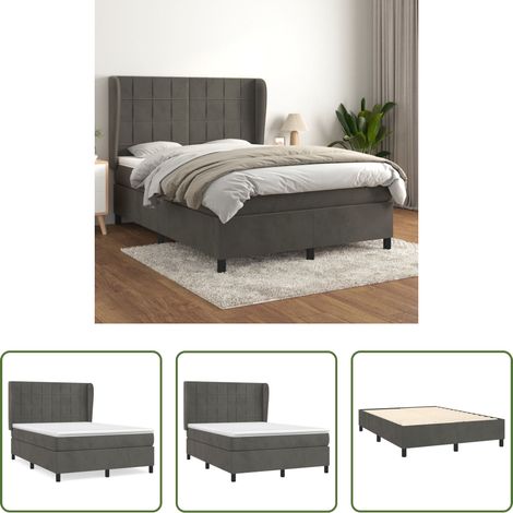Samtbett - Boxspringbett mit Matratze Dunkelgrau 140x200 cm Samt (1/5)