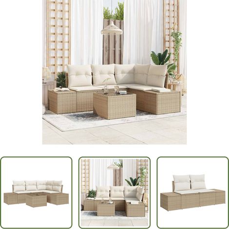vidaXL Modulares Sofa - Gartensofa-set mit Speicher Beige und Creme Poly-Rattan (1/5)