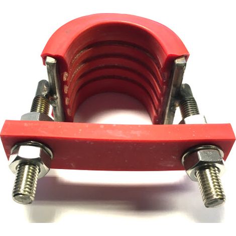 U-Strap T316 (A4) marine Grade Stainless Steel with Flame Retardant Rubber for 40 NB (48 mm Outside diameter) Pipe (1/3)