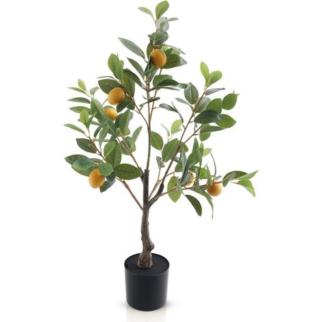 Citronnier artificiel de 80 cm – Citronnier – Avec citrons jaunes – Pot inclus – Vert réaliste (1/5)