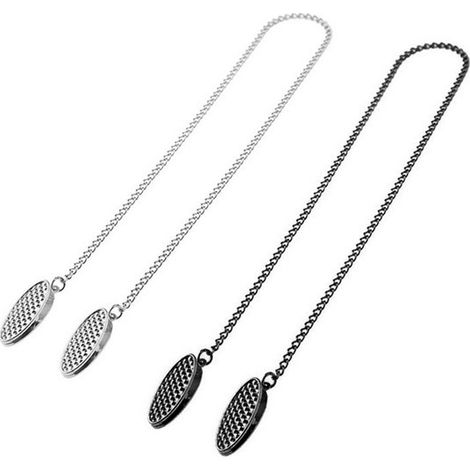 Cadena para servilletas, 2 piezas, Cadena metálica de 50 cm, Cadena para servilletas con broches, Clips para baberos, Plateado, Negro (1/5)