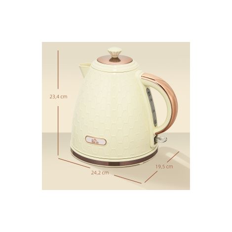 Bouilloire électrique beige 2200 W avec fenêtre de niveau d eau et filtre intégré, chauffe rapide pour cuisine et bureau (1/5)