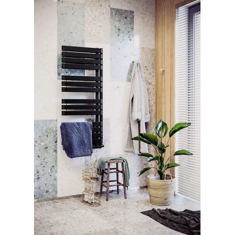 Secador de toallas eléctrico negro - ACELEO - 800 vatios - 111 x 60 (1/5)