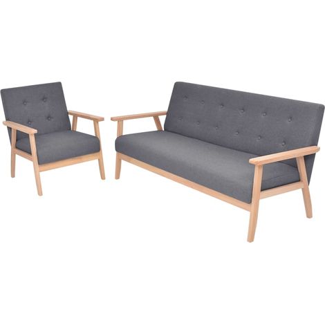 Lot de 2 Jeu de Canapé,Banquette Tissu Gris foncé FGYH45777 (1/5)