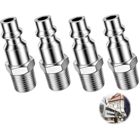 Druckluft-Schnellkupplung – 4-teilig – Gehärteter Stahl – Sofortanschluss 1/4 NPT – Werkstatt und Garage – Außengewinde (1/5)