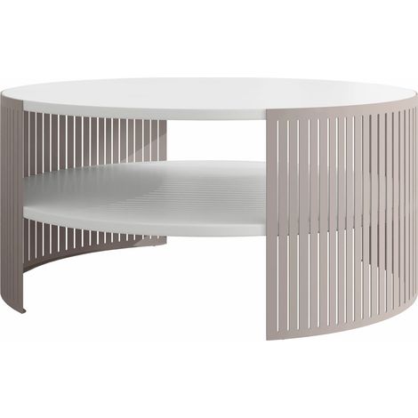 Table basse Civer VIII, Cachemire + Blanc, 40x0x0cm, Diamètre: 75, Stratifié, Rond