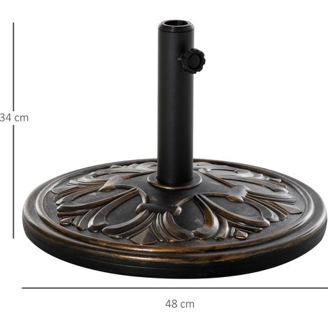 Pied de parasol 13 kg, support pour parasol, mâts de parasol de 35 mm/38 mm/48 mm de diamètre, porte-parapluie pour jardin, balcon, bronze antique (1/5)