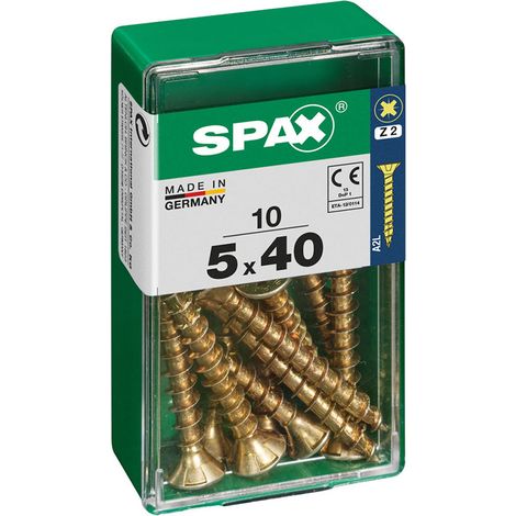 Boîte 10 Unités. Vis A Bois Spax Cab. Plat Yellox 5.0x40mm Spax (1/2)