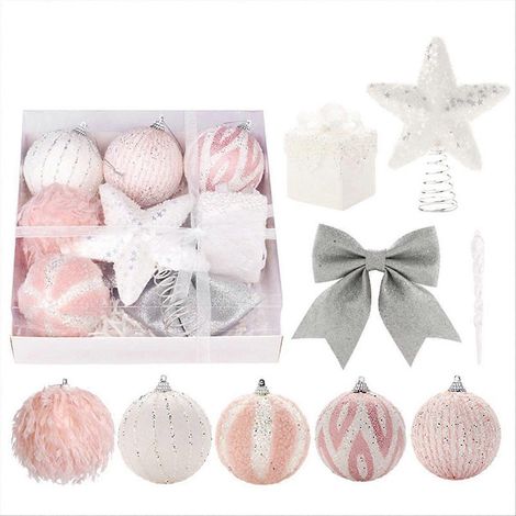 Ensemble de décorations de Noël roses, boules à suspendre pour sapin de Noël (1/5)