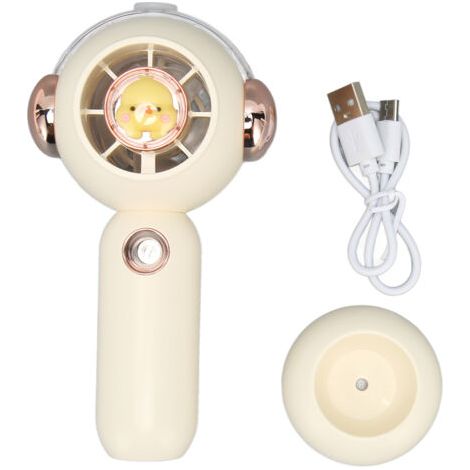 BUNTHAUS Ventilateur portatif blanc laiteux, 3 vitesses, vaporisateur, base de chargement USB, mini, portable, adapté à la maison, à l'école et au bureau (1/5)