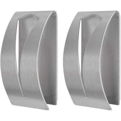 Porte-serviettes autocollant, patère, tenture murale de salle de bain en acier inoxydable, aucun perçage requis (lot de 2, argent) (1/5)