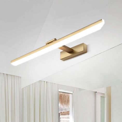 Applique da bagno a LED IP44 – 40 cm di lunghezza – Luce bianca calda 3000K – Acciaio inossidabile e acrilico – Luce orientabile per ambienti umidi (1/4)