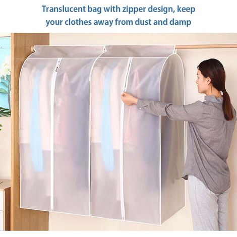 Housse de protection pour vêtements, sac de rangement suspendu, translucide, anti-poussière, étanche pour garde-robe avec fermeture éclair complète (1/5)