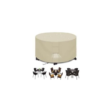 Funda impermeable para muebles de jardín, funda para mesa de jardín con rejilla de ventilación, funda redonda para silla de jardín 420D, mantel resistente a los rayos UV, beige (188 x 84 cm) - Crezuo (1/4)