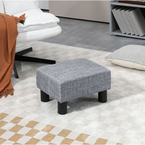 Puf rectangular de lino gris 40 x 30 x 24 cm HAVRYA (1/5)