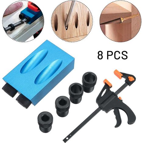 Gabarit perçage incliné 15° kit 8pcs avec serre‑joint F 4" coffret 374g (1/5)