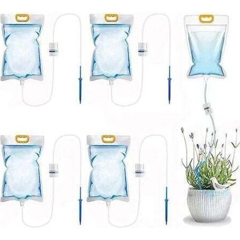 Pack of 5 adjustable-flow drip irrigation bags, 3.5L automatic watering system for indoor and outdoor plants (1/5)