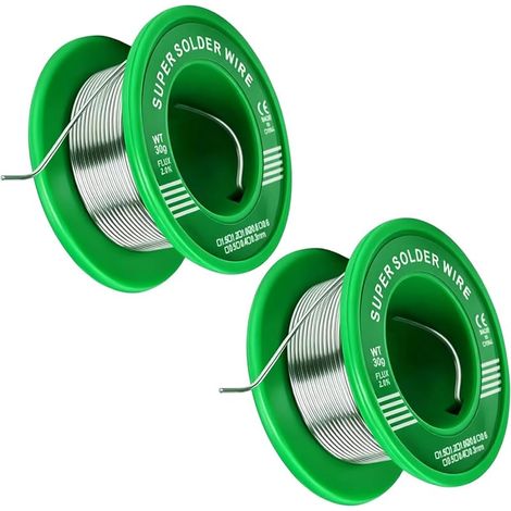 2 Bobines d'Étain à Souder 0,8 mm 30 g Sans Plomb avec Flux (1/5)