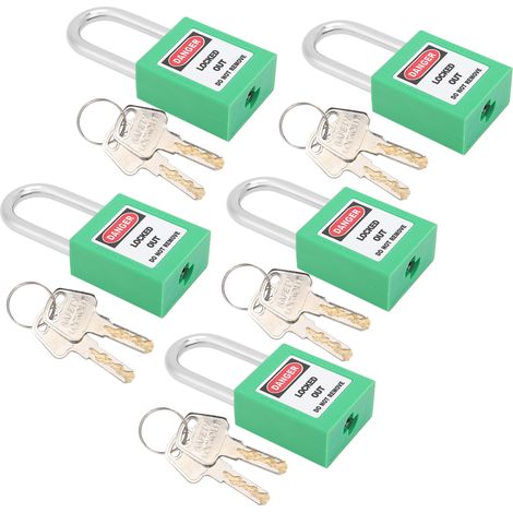 jeux de cadenas de 38 mm pour consignation et étiquetage, résistants à l'usure, avec 10 clés et étiquettes inscriptibles pour la sécurité des bâtiments industriels (vert) (1/5)