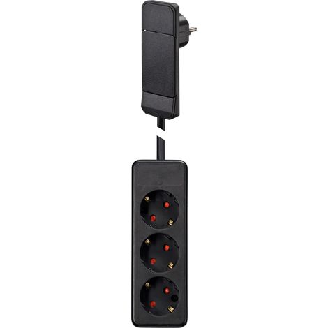 Multiprise GEBRO 104551, 3 prises, avec prise plate SmartPlug, noir