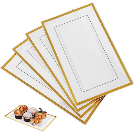 Lot de 10 plateaux de service jetables pour buffet et réception, assiettes rectangulaires. (1/5)