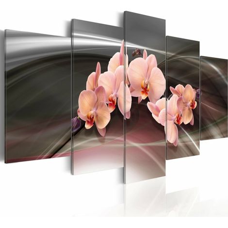 Tableau orchidée sur le fond gris foncé - 200 x 100 cm (1/4)