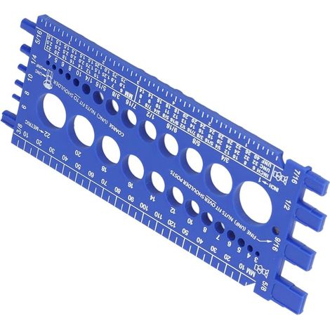 Jauge de Mesure Métrique et Pouce, Outil de Filetage pour Boulon et Écrou, Accessoire d'Atelier de Garage, Bleu (1/5)