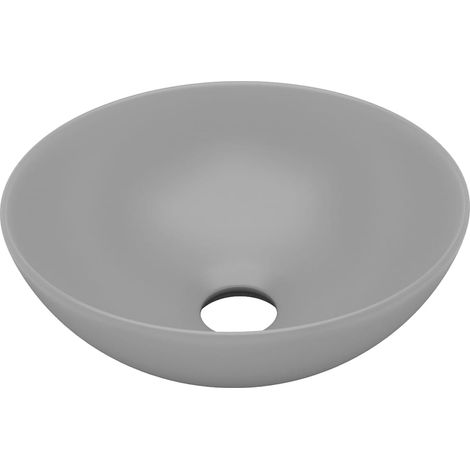 Lavandino da Bagno in Ceramica Grigio Chiaro Rotondo vidaXL