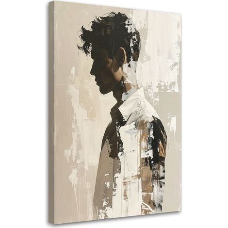 Wandbild Männliches Profil in strenger schwarz-beiger Komposition 20x30 (1/5)
