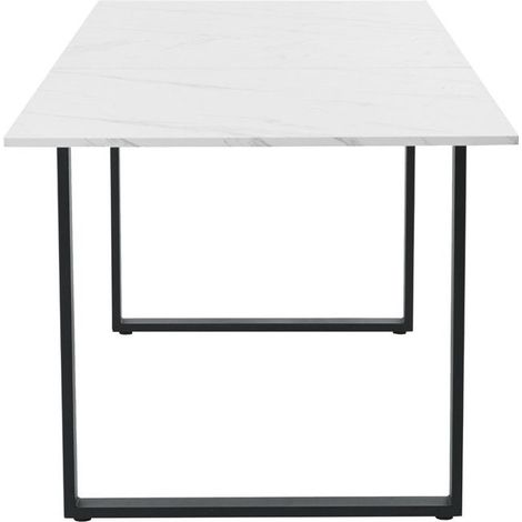Table à manger télescopique - MDF - Blanc - 140/180x80x75cm - Cadre métal (1/5)
