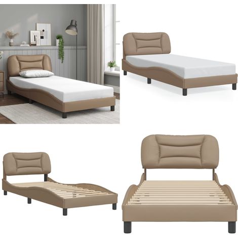 Cadre de lit sans matelas Hvar cappuccino 90x190 cm similicuir - Cadre de lit cappuccino - Matelas adapté (1/5)